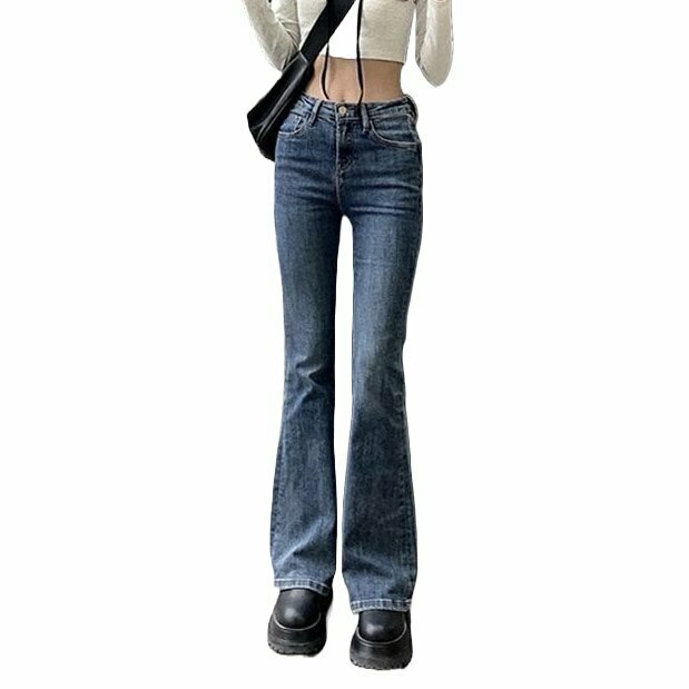 Y2K & 90s Fashion Flare Jeans - Retro Grunge, Summer Outfits, Hip Hop, Pastel