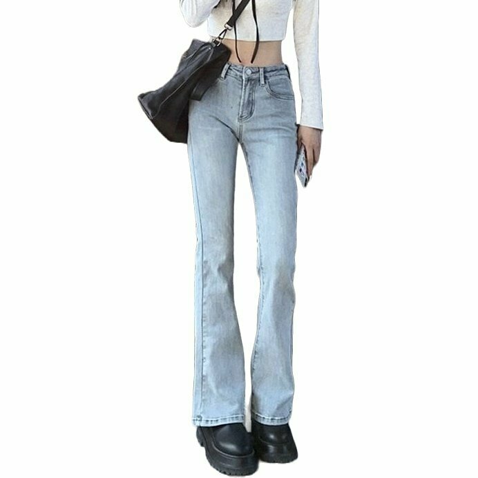 Y2K & 90s Fashion Flare Jeans - Retro Grunge, Summer Outfits, Hip Hop, Pastel