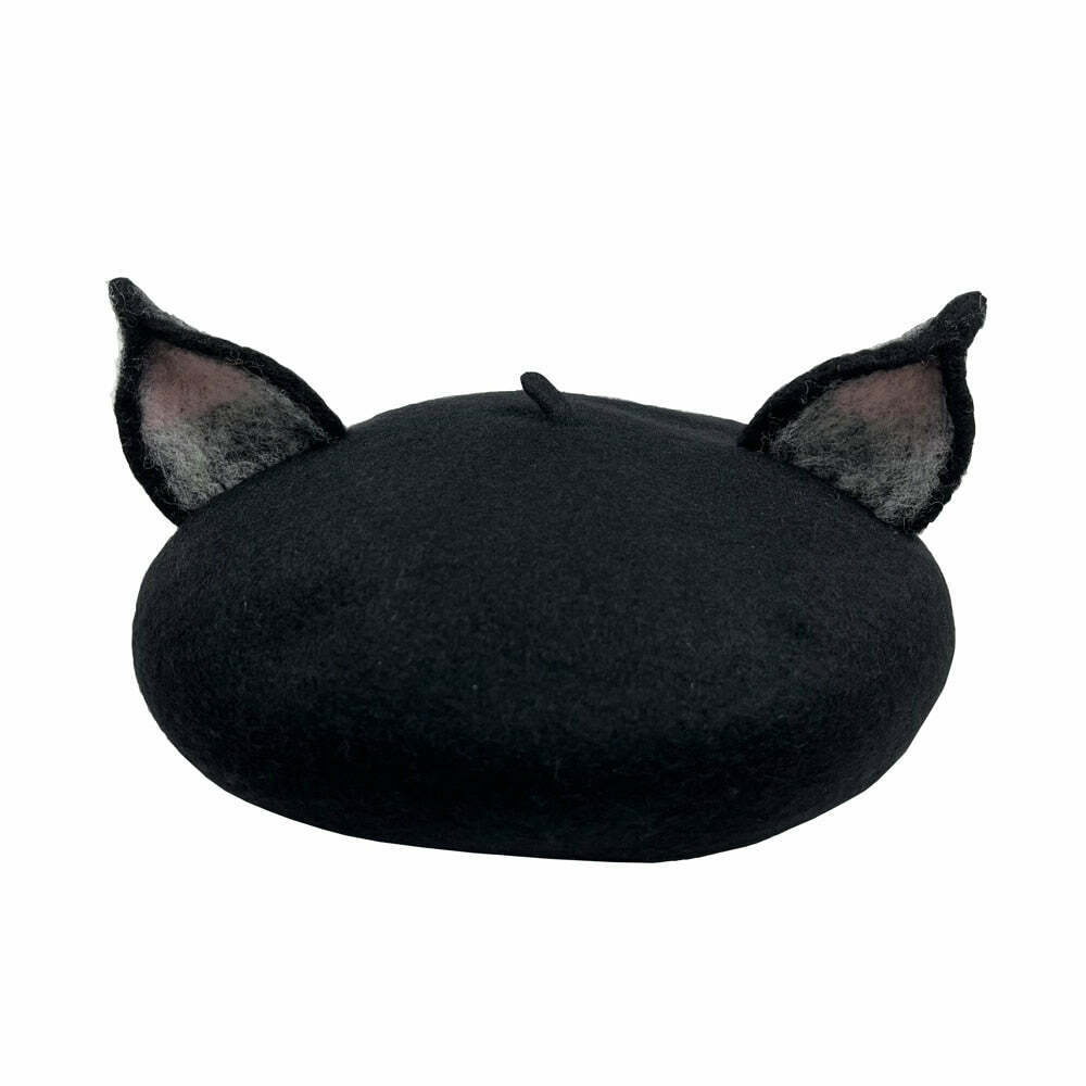 Y2K & 90s Fashion Fox Ear Woolen Painter Beret - Retro Grunge, Pastel Goth, Summer