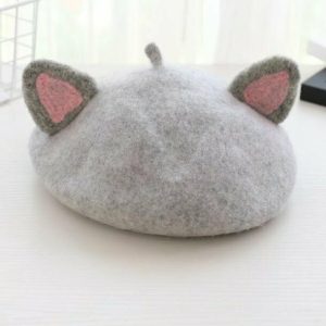 Y2K & 90s Fashion Fox Ear Woolen Painter Beret - Retro Grunge, Pastel Goth, Summer