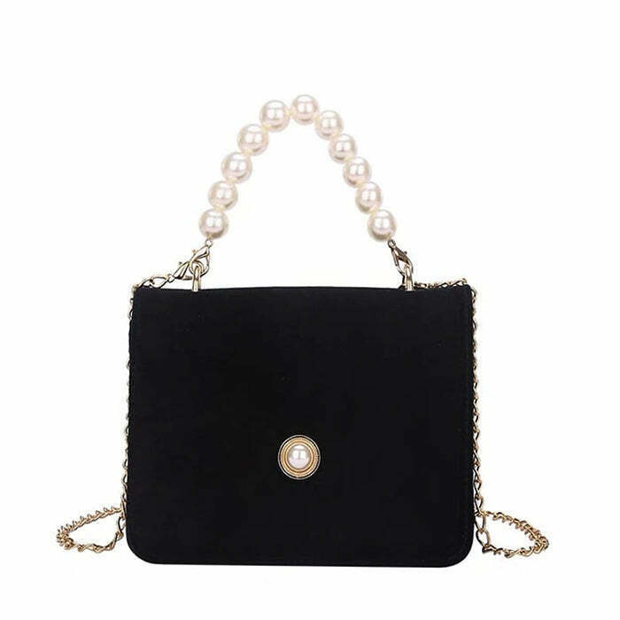 Y2K & 90s Fashion French Girl Pearl Chain Bag - Perfect for Summer, Parties, and Retro Outfits