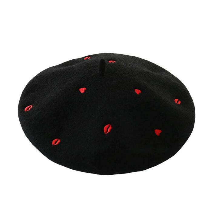 Y2K & 90s Fashion French Kiss Wool Beret - Retro, Grunge, Pastel Goth, Summer &