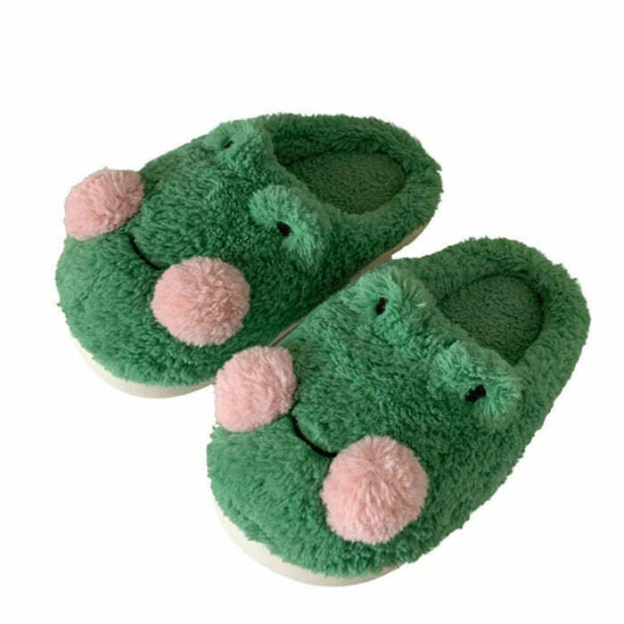 Y2K & 90s Fashion Frog Slippers - Retro, Grunge, Pastel Goth, Summer & Party