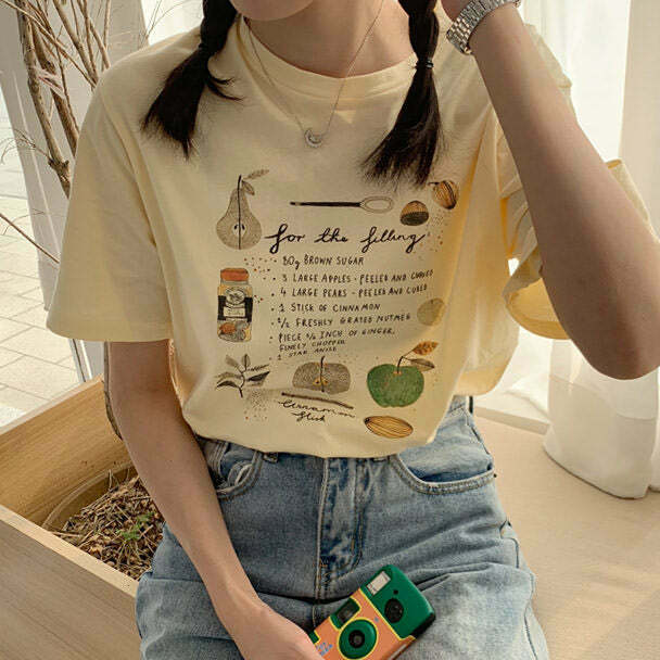 Y2K & 90s Fashion Fruit Pie Filling Tee - Retro Grunge, Summer, Party & Club Outfits