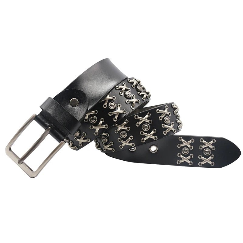 Y2K & 90s Fashion Genuine Leather Belt - Grunge, Retro, Gothic, Hip Hop, Club & Party