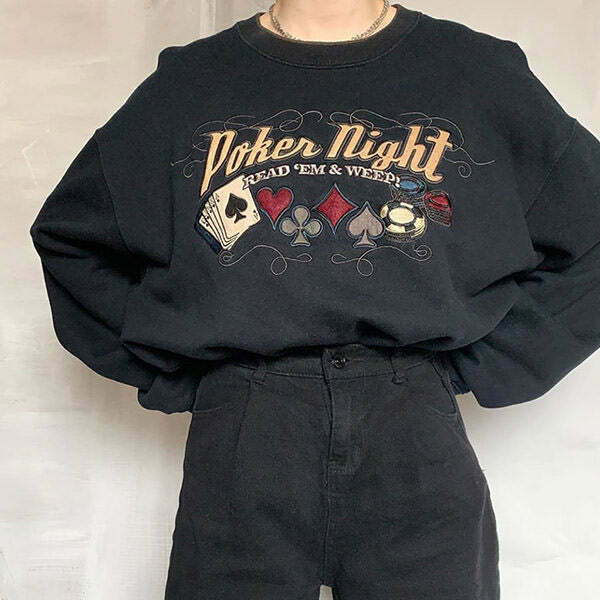 Y2K & 90s Fashion Grunge Embroidered Sweatshirt - Retro, Goth, Summer, Party Outfits