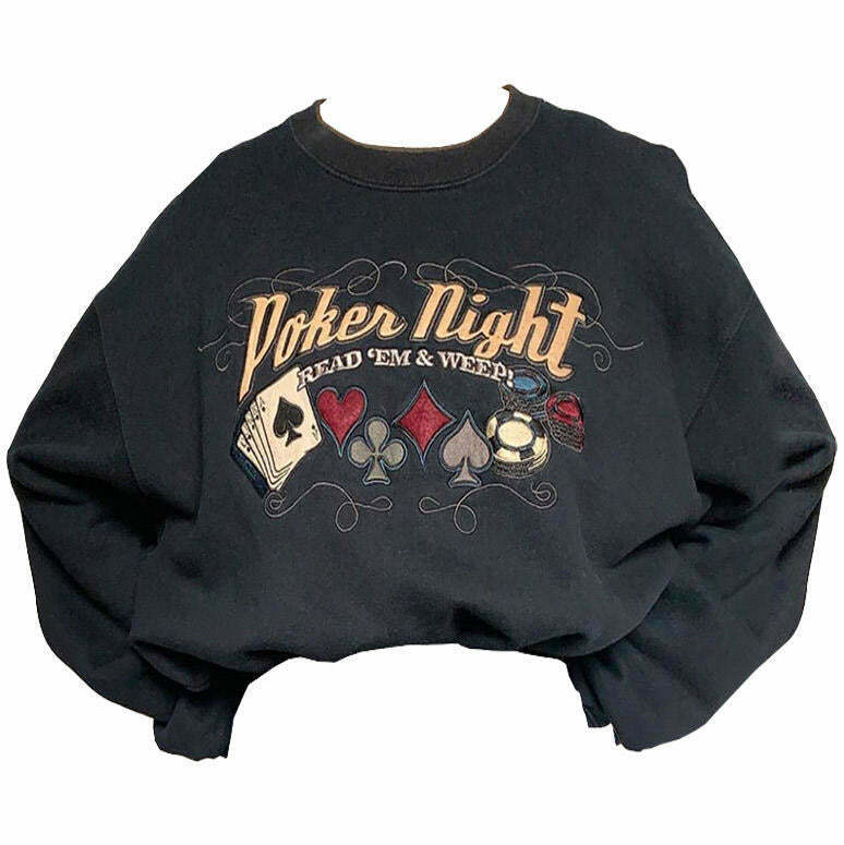 Y2K & 90s Fashion Grunge Embroidered Sweatshirt - Retro, Goth, Summer, Party Outfits