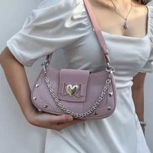 Y2K & 90s Fashion Grunge Gothic Handbag - Plush Crossbody for Retro Summer Outfits