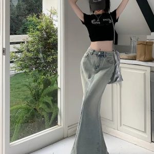 Y2K & 90s Fashion Grunge Long Denim Skirt - Retro Y2K Summer Outfit Essential