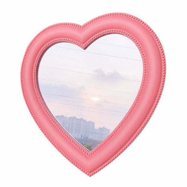 Y2K & 90s Fashion Heart Decorative Mirror - Perfect for Retro, Grunge, and Pastel Goth Out