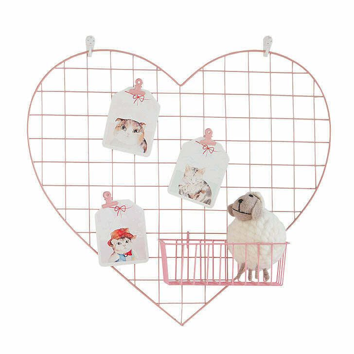 Y2K & 90s Fashion Heart-Shaped Grid Wall Organizer - Retro, Grunge, Pastel Goth Decor