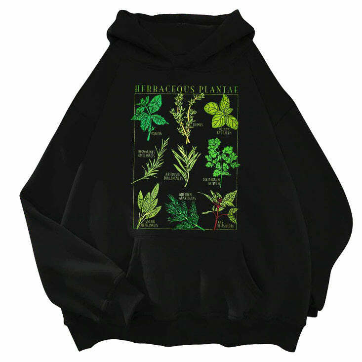 Y2K & 90s Fashion Herbaceous Plantae Hoodie - Retro Grunge, Summer, Party & Club Out