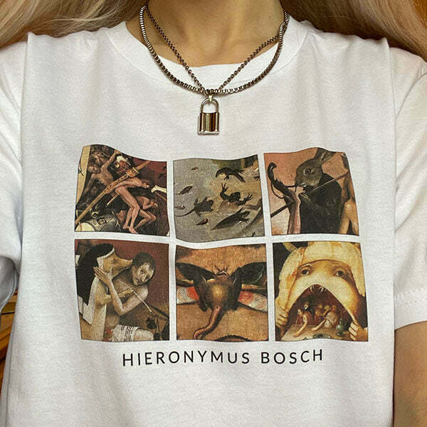 Y2K & 90s Fashion Hieronymus Bosch T-Shirt - Grunge, Retro, Gothic, Summer Outfits