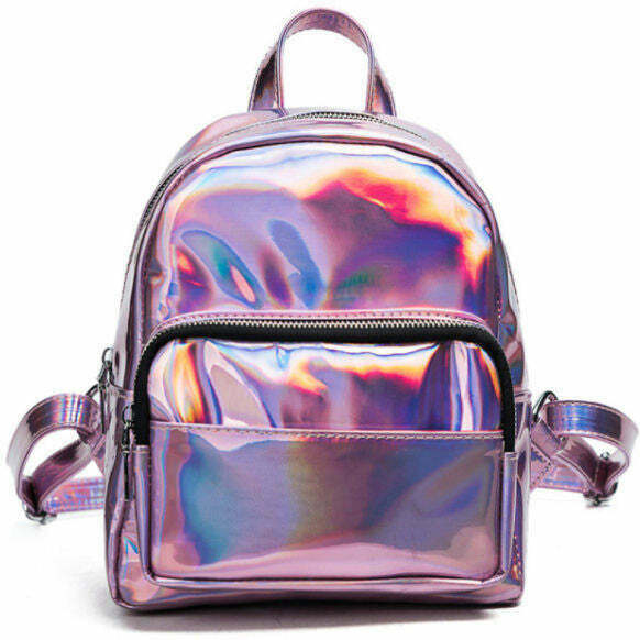 Y2K & 90s Fashion Holo Mini Backpack - Perfect for Summer, Parties, and Retro Outfits