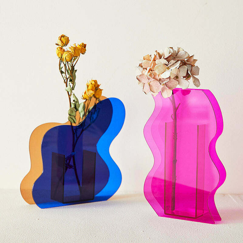 Y2K & 90s Fashion-Inspired Postmodern Acrylic Vases - Retro Grunge & Pastel Goth Decor