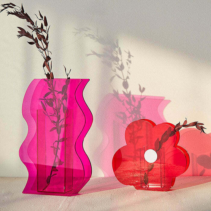 Y2K & 90s Fashion-Inspired Postmodern Acrylic Vases - Retro Grunge & Pastel Goth Decor