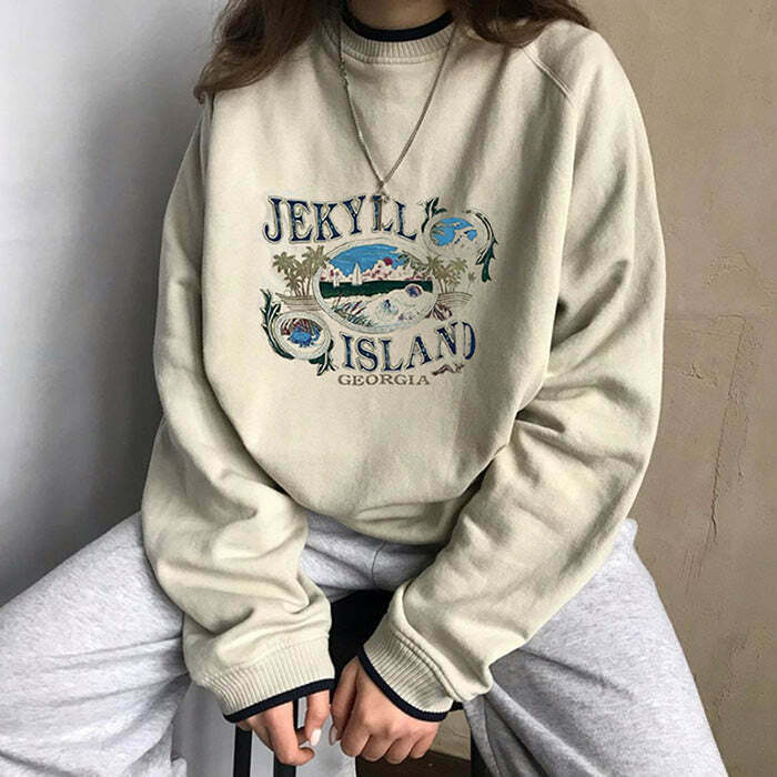 Y2K & 90s Fashion Jekyll Island Sweatshirt - Retro Grunge, Summer & Party Outfits