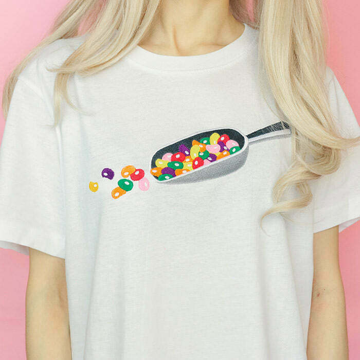 Y2K & 90s Fashion Jelly Beans Tee - Retro Grunge, Summer Outfits, Baby Tees, and