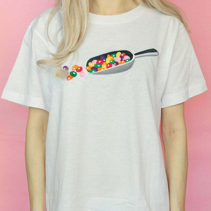 Y2K & 90s Fashion Jelly Beans Tee - Retro Grunge, Summer Outfits, Baby Tees, and