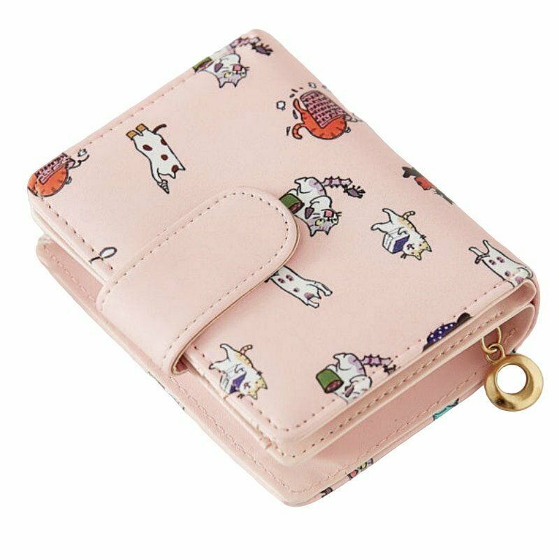 Y2K & 90s Fashion Kitty Cartoon Printed Wallet - Retro Grunge, Pastel Goth, Popstar Style