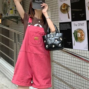 Y2K & 90s Fashion Korean Aesthetic Denim Jumpsuit - Retro Grunge Summer Outfit