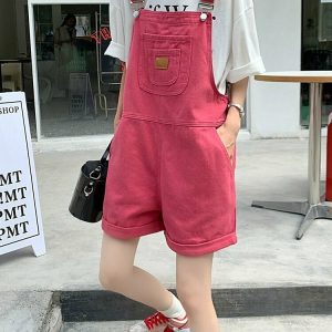 Y2K & 90s Fashion Korean Aesthetic Denim Jumpsuit - Retro Grunge Summer Outfit