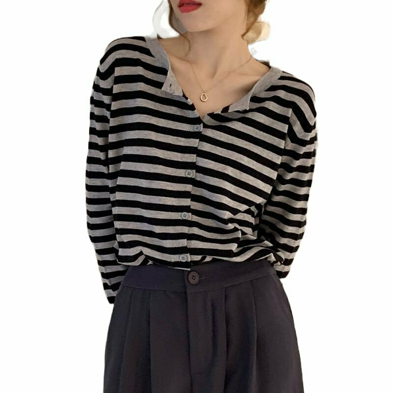 Y2K & 90s Fashion Korean Striped Sweater - Retro Grunge, Summer Outfits, Baby Tees