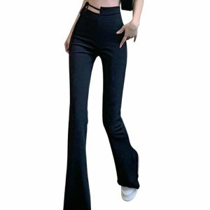 Y2K & 90s Fashion Lace-up High Waist Flare Pants - Retro Grunge Summer Outfit