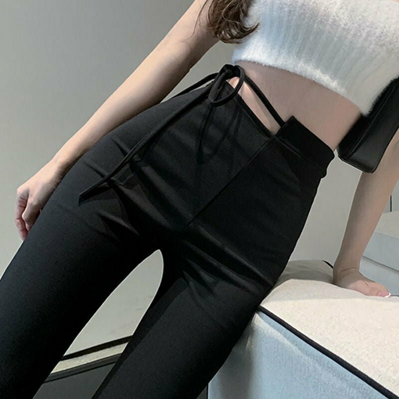 Y2K & 90s Fashion Lace-up High Waist Flare Pants - Retro Grunge Summer Outfit