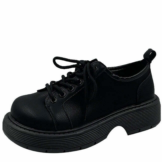 Y2K & 90s Fashion Lace-Up Oxfords - Retro Grunge, Goth, and Hip Hop Style Shoes