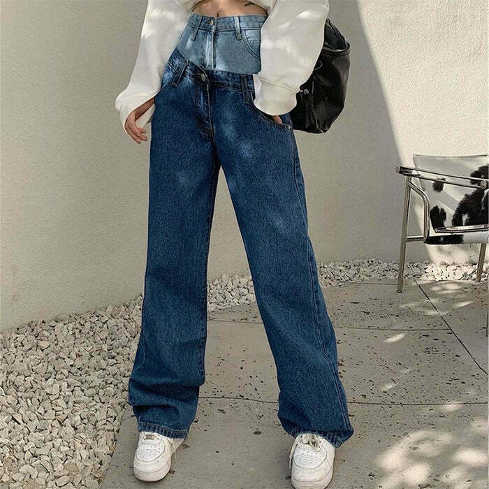 Y2K & 90s Fashion Layered Jeans - Grunge, Retro, Summer, Party, Hip Hop, Goth