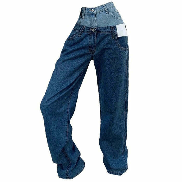 Y2K & 90s Fashion Layered Jeans - Grunge, Retro, Summer, Party, Hip Hop, Goth