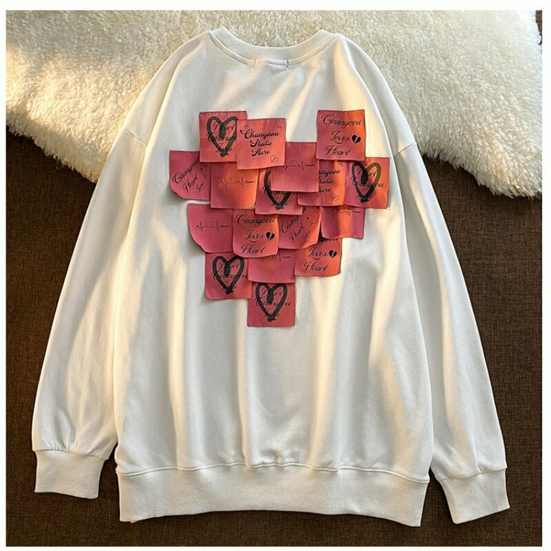 Y2K & 90s Fashion Letter Patch Loose Sweatshirt - Retro Grunge, Summer & Party Outfits