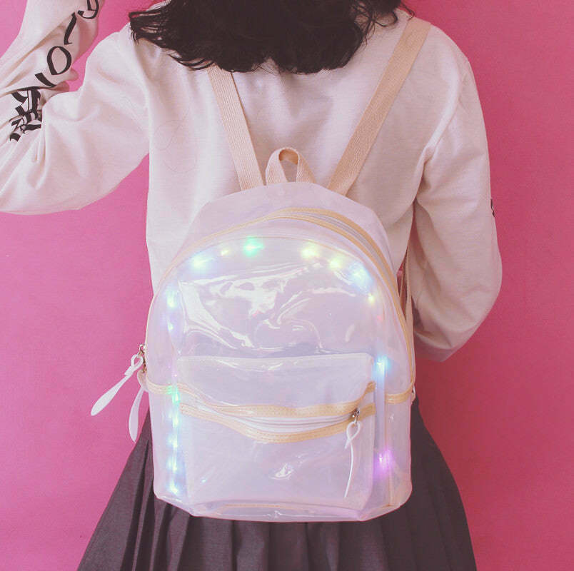 Y2K & 90s Fashion Light Show Backpack - Perfect for Grunge, Retro, and Party Outfits