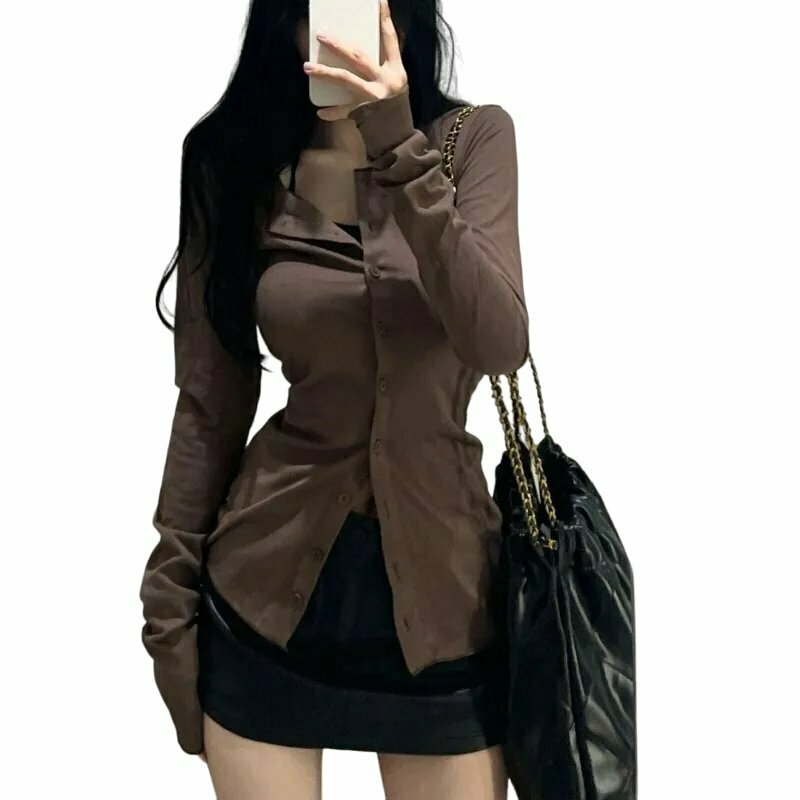 Y2K & 90s Fashion Long Sleeve Elegant Blouse - Perfect for Grunge, Retro, and Summer Outfits