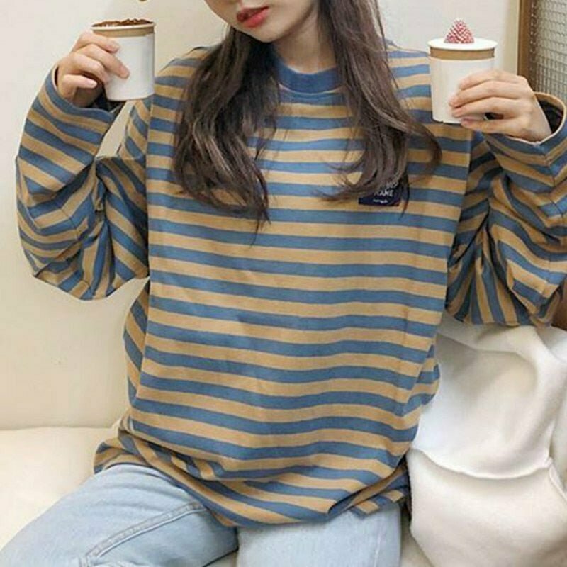 Y2K & 90s Fashion Long Sleeve Retro Striped T-Shirt - Grunge, Goth, Summer, Party Out