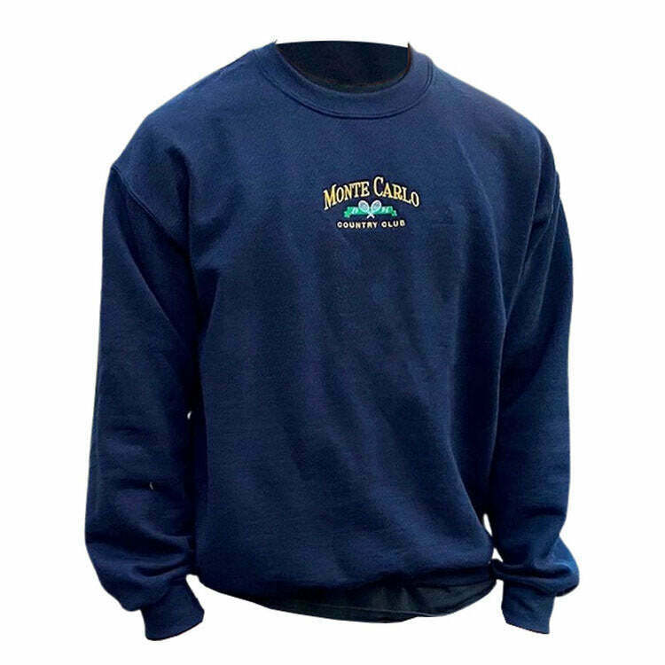 Y2K & 90s Fashion Monte Carlo Tennis Sweatshirt - Retro Grunge, Summer, Party, Club Outfits