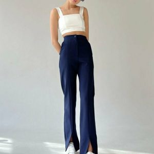 Y2K & 90s Fashion: Old Money Classy Split Long Pants - Retro, Grunge, and Summer Y