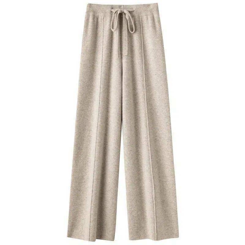 Y2K & 90s Fashion: Old Money Wide Leg Knitted Pants - Retro, Grunge, and Summer V