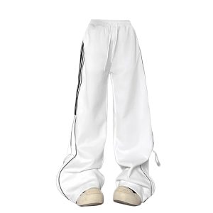 Y2K & 90s Fashion Oversized White Sweatpants - Retro Grunge, Summer, Party, and Club Out