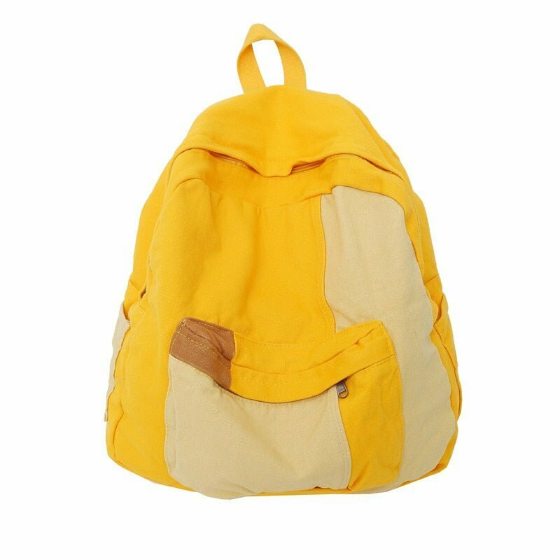 "Y2K & 90s Fashion Panelled Canvas Backpack - Perfect for Grunge, Retro, and Summer Outfits