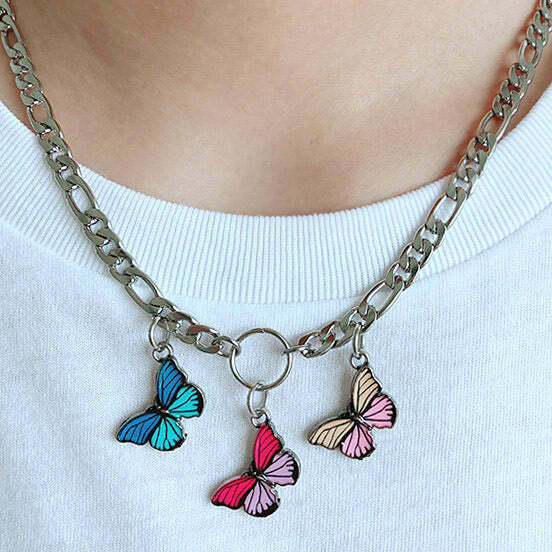 Y2K & 90s Fashion Papillon Necklace - Retro Grunge, Pastel Goth, and Summer Y2