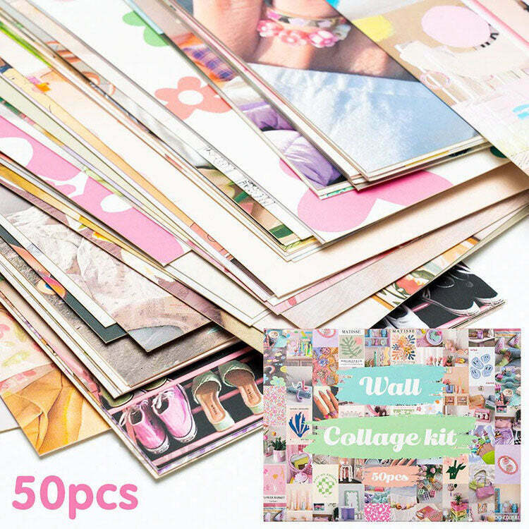 Y2K & 90s Fashion Pastel Goth Wall Collage Kit - Retro Grunge Aesthetic Decor