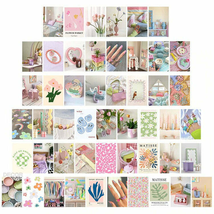 Y2K & 90s Fashion Pastel Goth Wall Collage Kit - Retro Grunge Aesthetic Decor