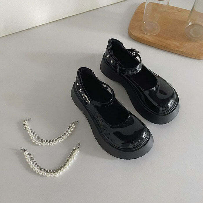 Y2K & 90s Fashion Pearl Chunky Sandals - Retro Grunge, Summer & Party Outfits