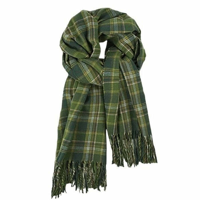 Y2K & 90s Fashion: Preppy Aesthetic Plaid Scarf for Retro Grunge & Summer Outfits