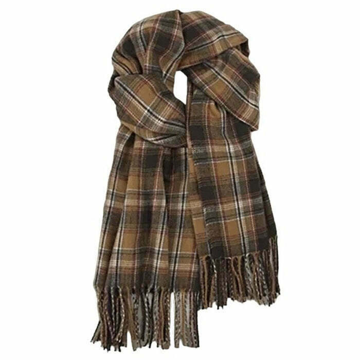 Y2K & 90s Fashion: Preppy Aesthetic Plaid Scarf for Retro Grunge & Summer Outfits