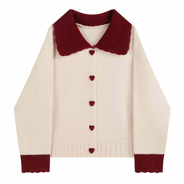 Y2K & 90s Fashion Preppy Collar Knit Cardigan - Grunge, Retro, Summer, Party Outfits