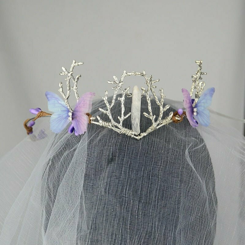 Y2K & 90s Fashion: Purple Butterfly Fairy Crown for Grunge, Retro, and Party Outfits