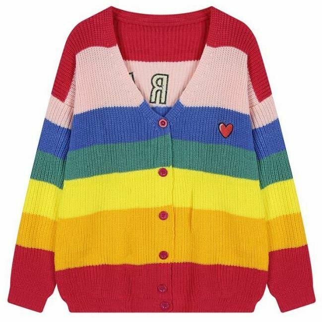 Y2K & 90s Fashion Rainbow Cardigan - Grunge, Retro, Summer, Party & Club Outfits